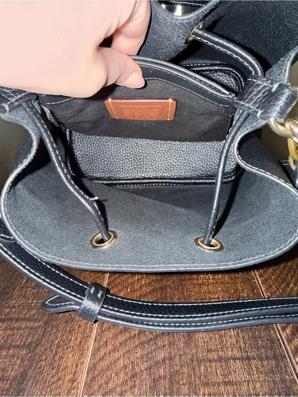 Coach Black Rowan bucket bag with Gold Hardware